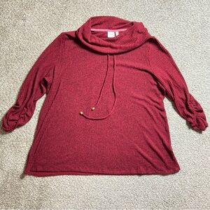 Rafaella Burgundy Red Berry Cowl Neck Pullover Sweater Women’s 2X Ribbed